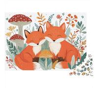 Autumn Foxes with Mushrooms Jigsaw Puzzles Puzzle for Adults Kids. 1000 Piece Impossible Challenge Toy Educational Games Home Decoration for Adults& Kids Age 14 Years Up 52x38cm/1000pcs
