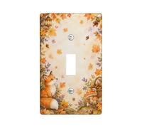 Autumn Foxes Woodland Illustration Toggle Switch Plate | Watercolor Forest Scene, Falling Maple Leaves, Mushroom And Acorn Motifs, Rustic Charm, Woodland Animal Art