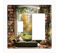 Autumn Garden Light Switch Cover Plates/Outlet Covers, Deep Green Cozy Sofa in Literary Haven, Thermoplastic Wall Plates, Standard Size Toggle Rocker