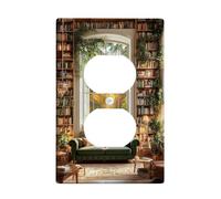 Autumn Garden Light Switch Cover Plates/Outlet Covers, Deep Green Cozy Sofa in Literary Haven, Thermoplastic Wall Plates, Standard Size Single Duplex Outlet