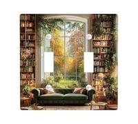 Autumn Garden Light Switch Cover Plates/Outlet Covers, Deep Green Cozy Sofa in Literary Haven, Thermoplastic Wall Plates, Standard Size Double Toggle