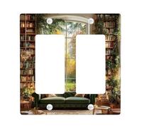 Autumn Garden Light Switch Cover Plates/Outlet Covers, Deep Green Cozy Sofa in Literary Haven, Thermoplastic Wall Plates, Standard Size Double Rocker