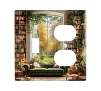 Autumn Garden Light Switch Cover Plates/Outlet Covers, Deep Green Cozy Sofa in Literary Haven, Thermoplastic Wall Plates, Standard Size Toggle Duplex