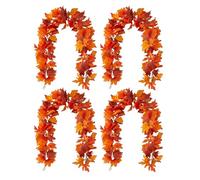 Autumn Garland | 4 Artificial Autumn Leaves for Decor - Weather-resistant Harvest Decoration for Entrance Wall Balcony Garden Outdoor Window
