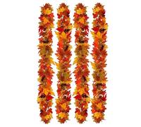 Autumn Garland - 4 -Piece Maple Leaves Garland Fall Decorations, Halloween Decorations Home Decor for Wedding Party Window Staircase Table Desk Farmhouse