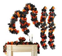 Autumn Garland for - Autumn Leaves Garland Thanksgiving Decoration, 4 Pieces for Halloween Harvest Wedding Door Indoor Outdoor Garden Porch