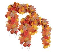 Autumn Garland for Coat - 5.7 Feet Door Thickness Wreath | 2 Pieces Silk Artificial Maple Leaves Decorations Autumn, Thanksgiving Garlands, Vine Decoration for Holidays, Weddings, Dinner Parties