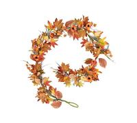 Autumn Garland For Stove,1.8M Artificial Thanksgiving Day Decoration | Maple Leaf Wreath Pumpkin Decoration - For Halloween And Harvest Party And Cloak Country Front Door Garden Grass Field