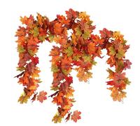 Autumn Garland - Silk Artificial Fall Mantle Decor, 2PCS Thanksgiving Door Hanger, Elegant Seasonal Decoration, Easy Clip Wreath Set, Top Performance Home Decor for Wedding Dinner Parties, Fall Colors