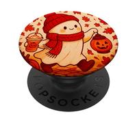 Autumn Ghost Fall Vibes Aesthetic Leaves Cozy Cute Girly PopSockets Adhesive PopGrip