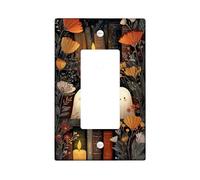 Autumn Ghost Light Switch Cover Plate/Outlet Covers, Cozy White Spirits with Flowers for Home Decor, Thermoplastic Wall Plates, Standard Size Single Rocker