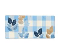 Autumn Gingham Mouse Mat Fall Maple Leaves Gaming Mouse Pad with Stitched Edges Non-Slip Large Desk Mat for PC Laptop Office Home Gamer 900x400x3mm Keyboard Mousepad