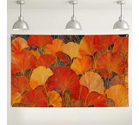 Autumn Ginkgo Leaf Backdrop, Vibrant Floral Party Decorations, Orange Yellow Rustic Background for Photography Events, Fall Festive Booth Supplies 71x43 Inch
