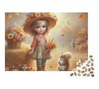 Autumn Girl Squirrel 1000 Piece Jigsaw Puzzle For Adults Educational Games Stress Relief Puzzle Cultivate The Spirit of Teamwork for The Whole for Women, Gifts for Men 500pcs (52x38cm)