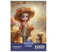 Autumn Girl Squirrel 1000 Pieces Jigsaw Puzzles For Adults Challenging Game Stress Relieving Entertainment Exercise The Memory of The Brain For Adults Gifts 38x26cm/1000pcs