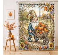 Autumn Gnome Harvest Pumpkins Decor Shower Curtain 72x96 Inch