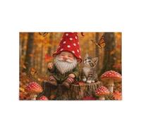 Autumn Gnome Leaf Puzzle DIY Gift Jigsaw Puzzle with Mesh Storage Bag for Adults, Families
