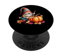 Autumn Gnome Painting Pumpkin Whimsical Scene PopSockets Adhesive PopGrip