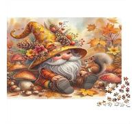 Autumn Gnome Puzzle 1000Pc Recycled Paper for Adults Puzzle for Adults Hard Difficult Challenging Game Fun Present & Activity for Home Great Gift Idea 52x38cm/1000pcs