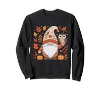 Autumn Gnome with Owl and Pumpkins Fall Decor Design Sweatshirt