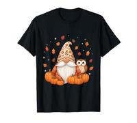 Autumn Gnome with Owl and Pumpkins Fall Decor Design T-Shirt