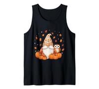 Autumn Gnome with Owl and Pumpkins Fall Decor Design Tank Top