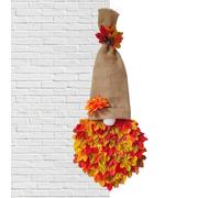 Autumn Gnome Wreath - Handmade Fall Decoration with Faux Maple Foliage, Cute Seasonal Ornament | Perfect Harvest Garland for Home Entryway Living Room Fireplace