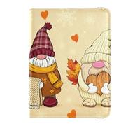 Autumn Gnomes with Fall Leaves Travel Wallet Leather Passport Holder Large Capacity Money&Card Case for Men Trip Must Haves Accessories