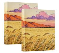 Autumn Gold Wheat Mountain 1 and A Half Inch School Binder Round Rings with Pocket Cover 1/2 Pack Assorted Binders 200 Sheets