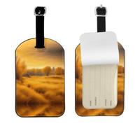 Autumn Golden Grass Landscapes Printed Suitcase Tag, Microfiber Leather Travel Shield, Secure Privacy Label, for Backpack ID