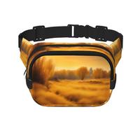 Autumn Golden Grass Landscapes Zipper Fanny Pack, Crossbody Bags with Adjustable Strap for Jogging, Cycling