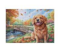 Autumn Golden Retriever 300 Piece Jigsaw Puzzle for Adults Teens Post Work Wind Down Mind Calming Whimsical Design for Friends 300 PCS