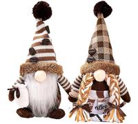 Autumn Gonks Plush Doll Decor, Thanksgiving Decor Gnomes Plush, Farmhouse Swedish Tomte Gnome Harvest Fall Gifts, Farmhouse Scandinavian Autumn Pumpkin Decor for Holiday Home Decorations (2PCS-B)