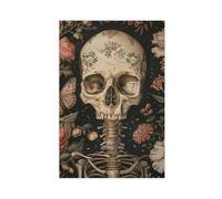 Autumn Gothic Skull Plant Flowers Canvas Poster Wall Art Decor Print Picture Paintings for Living Room Bedroom Decoration 20x30inch(50x75cm)