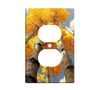 Autumn Grove Light Switch Cover Plates/Outlet Covers, Golden Yellow Birch Trees for Fall Decor, Thermoplastic Wall Plates, Standard Size Single Duplex Outlet