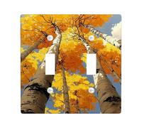 Autumn Grove Light Switch Cover Plates/Outlet Covers, Golden Yellow Birch Trees for Fall Decor, Thermoplastic Wall Plates, Standard Size Double Toggle