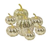 Autumn Halloween Decorations - Glitter Fake Pumpkins Set of 7 for Seasonal | Festive Ornaments for Home Table, Bedroom, Hallway, Desk and Party during the Autumn Festival