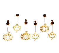 Autumn Halloween Lights Set - 3-Piece Pumpkin & Maple Leaf LED Decor with Suction Cups for Glass Doors, Battery-Powered Warm White Indoor/Out(Group of B)