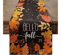 Autumn Halloween Table For Runner Party Table Cover Featuring Spooky Haunted Houses and Gnomes for Dining and Side Table Decoration (I)