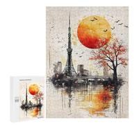 Autumn Harmony Tokyo Tower at Sunset Displayable Picture Puzzle, 500 PCS for Shared Table Time