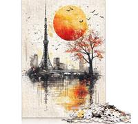 Autumn Harmony Tokyo Tower at Sunset Puzzle DIY Game Paper Rectangular Jigsaw Puzzle for Boy Or Girl Birthday Present 1000pcs (75x50cm)