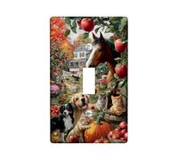 Autumn Harvest Animals Light Switch Cover Plates/Outlet Covers, Warm Rustic Fruits and Animal Design, Perfect for Fall Decor, Thermoplastic Wall Plates Single Toggle