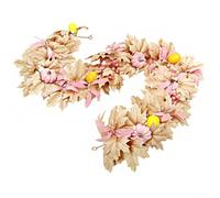 Autumn Harvest Artificial Maple Leaf Wreath Fall Garland for Door Fireplace or Window, Indoor Outdoor Thanksgiving and Halloween Home Decoration with Vibrant Faux Leaves and Rattan Base(A12)