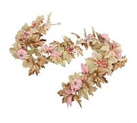 Autumn Harvest Artificial Maple Leaf Wreath Fall Garland for Door Fireplace or Window, Indoor Outdoor Thanksgiving and Halloween Home Decoration with Vibrant Faux Leaves and Rattan Base(A14)