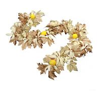 Autumn Harvest Artificial Maple Leaf Wreath Fall Garland for Door Fireplace or Window, Indoor Outdoor Thanksgiving and Halloween Home Decoration with Vibrant Faux Leaves and Rattan Base(A13)