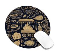 Autumn Harvest Campfire Mouse Pad, Rustic Beige Cozy Fireplace Design, Non-Slip Washable Mousepad for Home Office Desktop, Perfect for Festive Seasons Round 8x8 Inch
