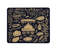 Autumn Harvest Campfire Mouse Pad, Rustic Beige Cozy Fireplace Design, Non-Slip Washable Mousepad for Home Office Desktop, Perfect for Festive Seasons Square 8x10 Inch