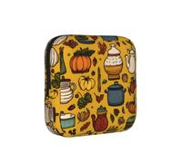 Autumn Harvest Cooking Printed Sponge Composite Fabric Women's Sanitary Napkin Storage Bag, Portable Pad Clip for Daily Use During Travel.