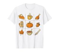 Autumn Harvest Doodle Thanksgiving Value Graphic T-Shirt, Men, White, M
