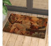 Autumn Harvest Door Mat Art Nouveau Entrance Outdoor Indoor Rustic Decor Waterproof Rubber Non Slip Dust Absorbing Easy Clean 29x17